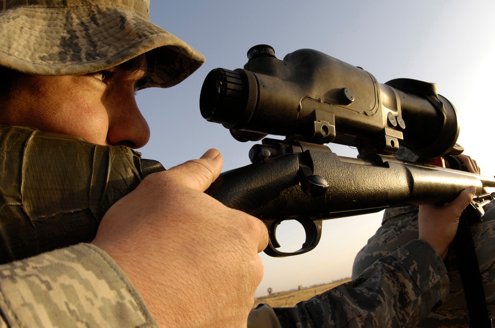 Air Force Security Forces Demonstrate Sniper Tactics in Iraq