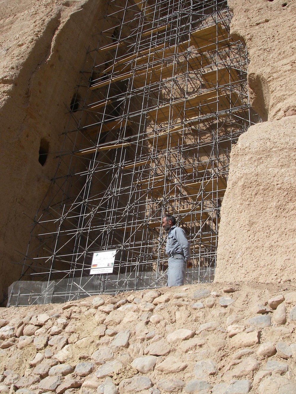 Afghan Soldier Guards Ruins of Buddhas of Bamyan