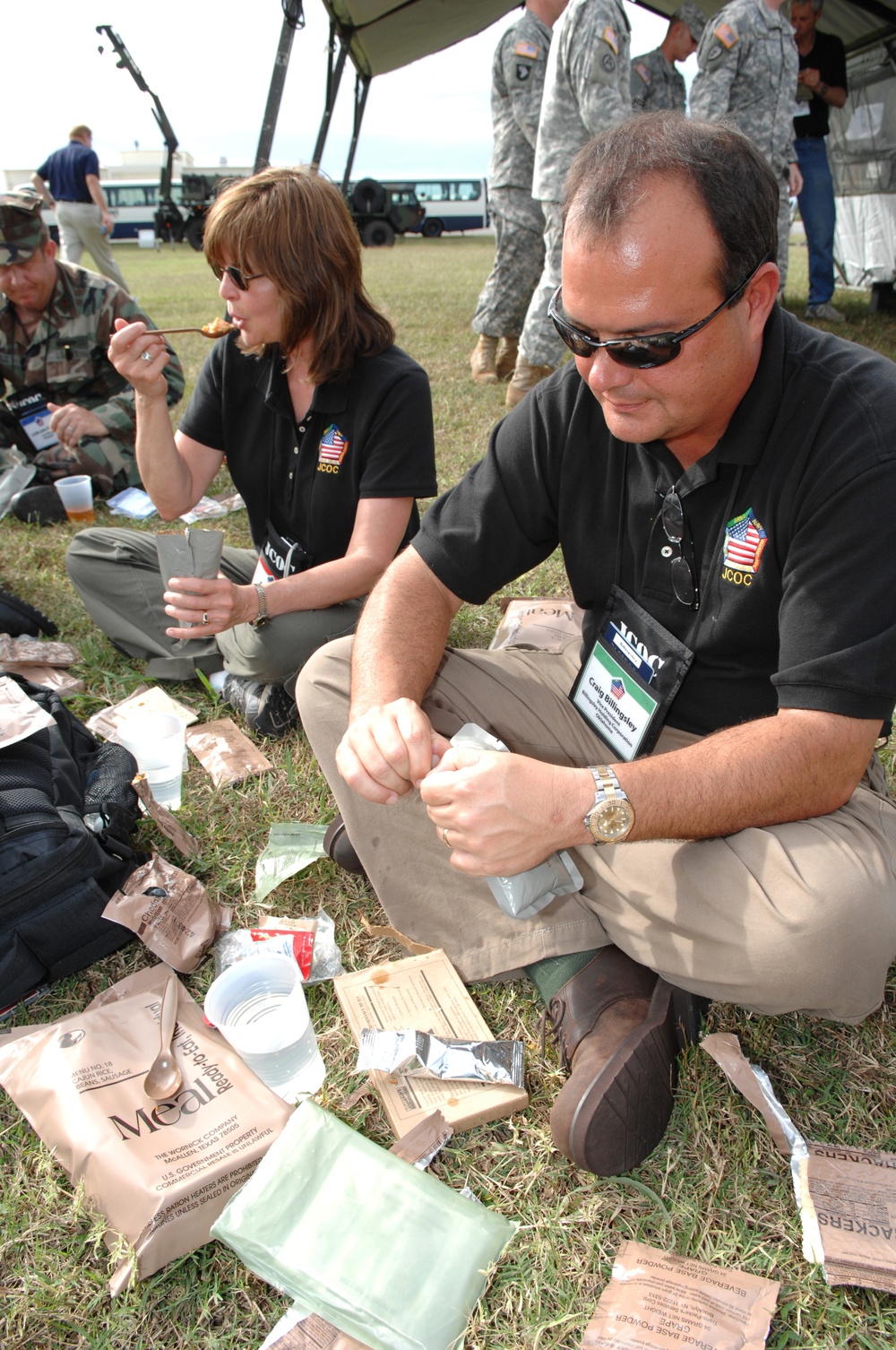 Civilian Conference Participants Sample Army Field Rations at Kadena Air Base