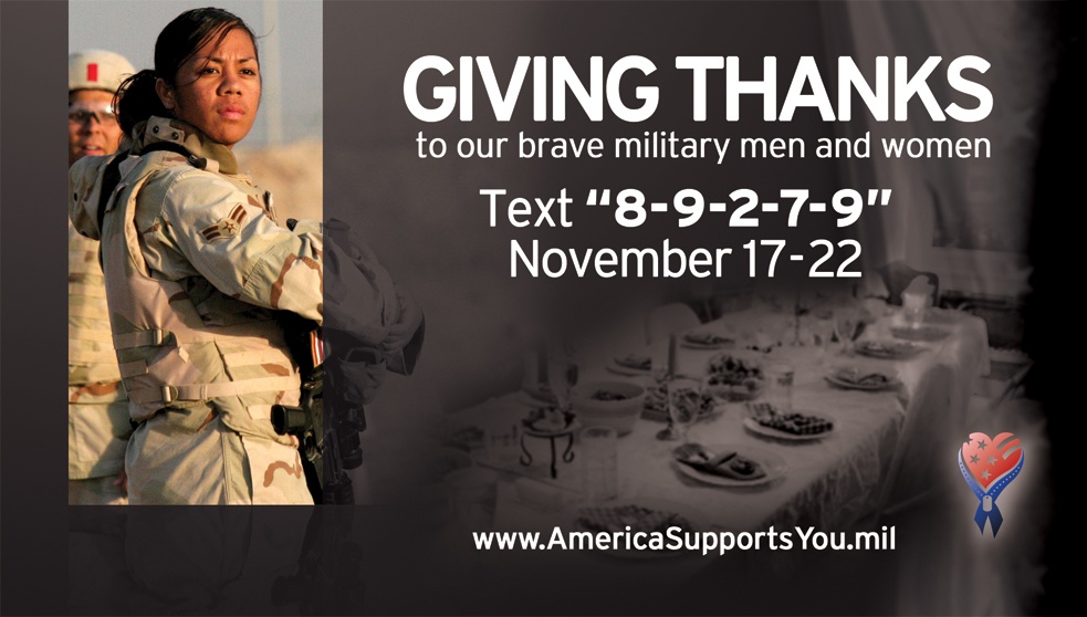 Americans Invited to Text Thanks to Troops During Thanksgiving Week