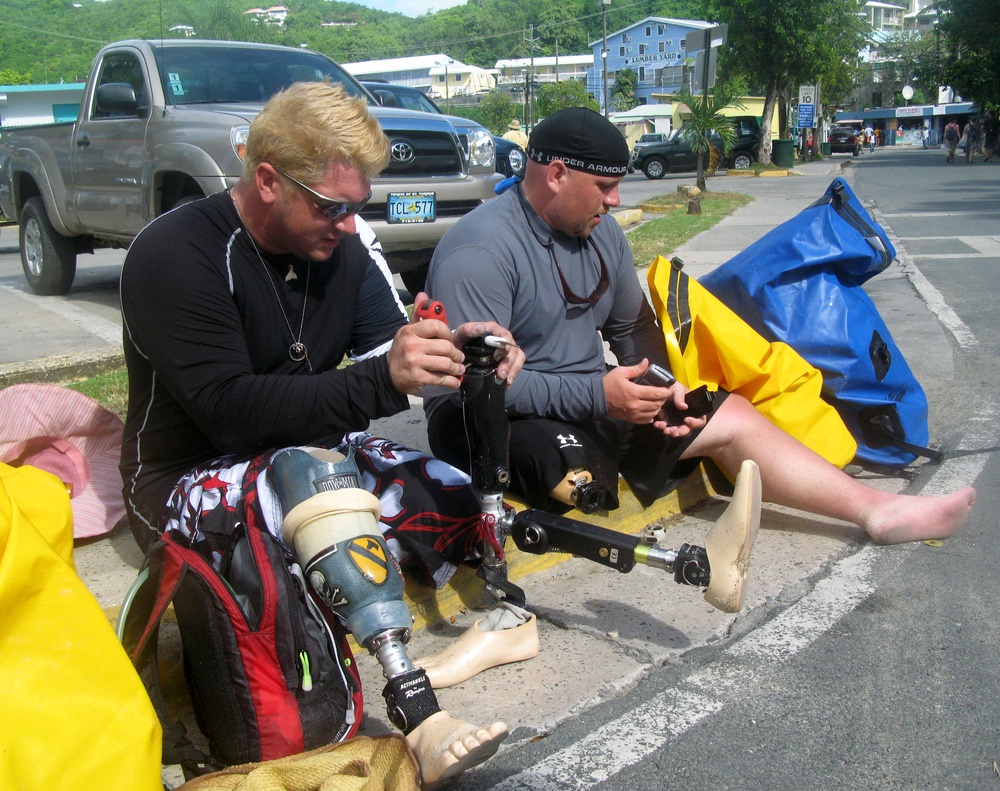 Wounded Veterans Repair Prosthetic Leg on Paddling Trip in U.S. Virgin Islands