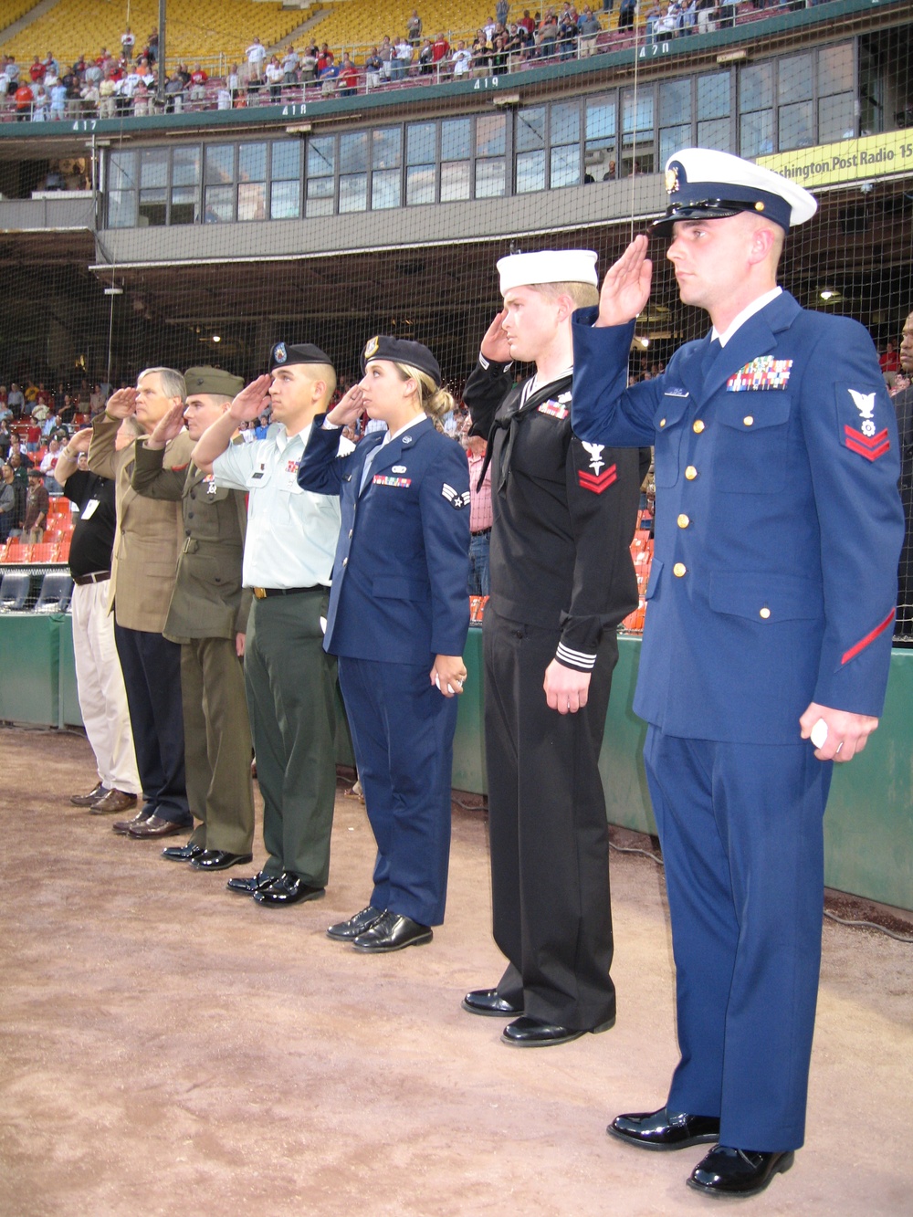 Servicemembers Salute Flag, Throw First Pitch at Nationals Game