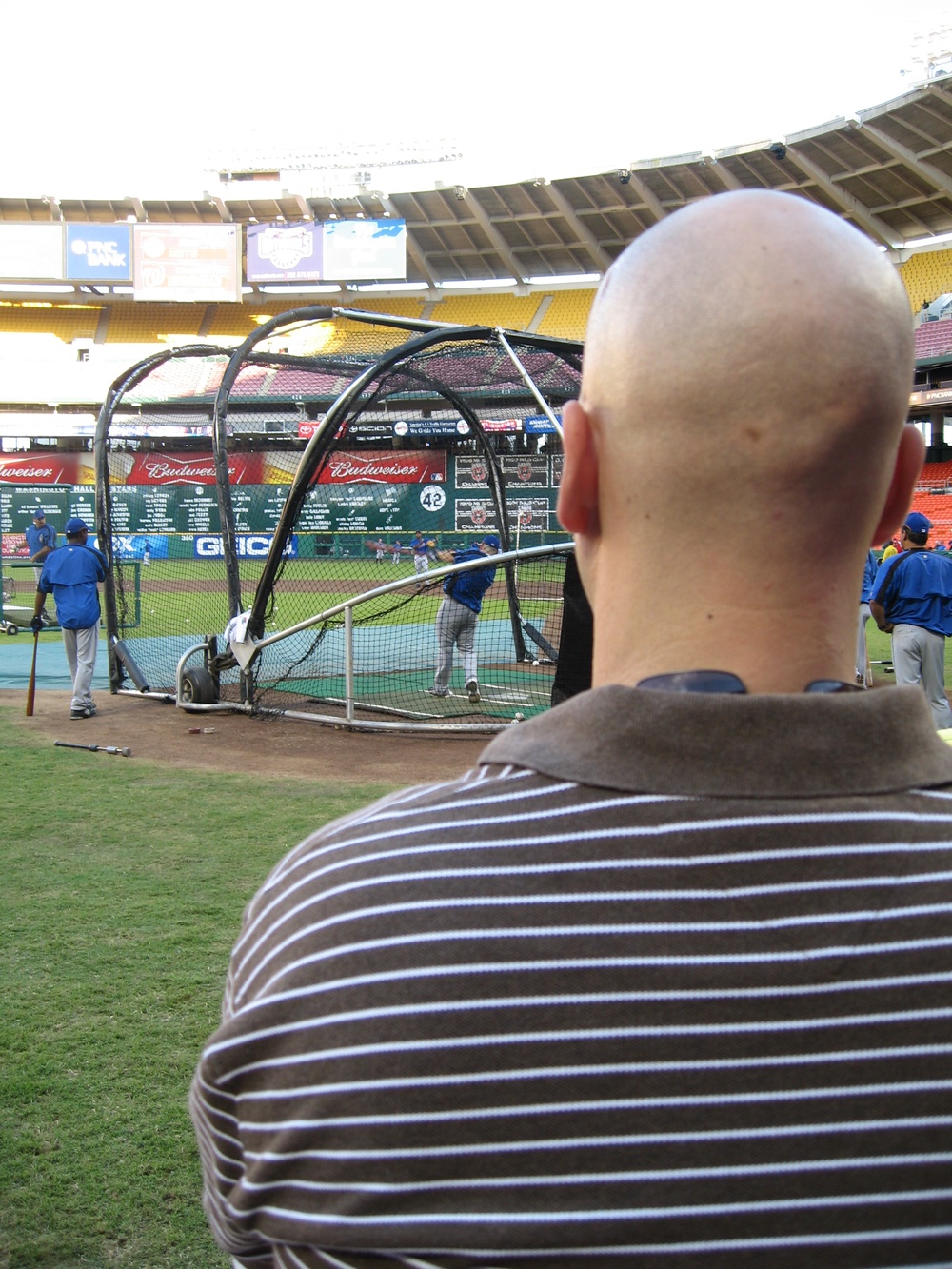 Wounded Warrior Watches Mets Take Batting Practice at RFK Stadium