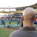 Wounded Warrior Watches Mets Take Batting Practice at RFK Stadium