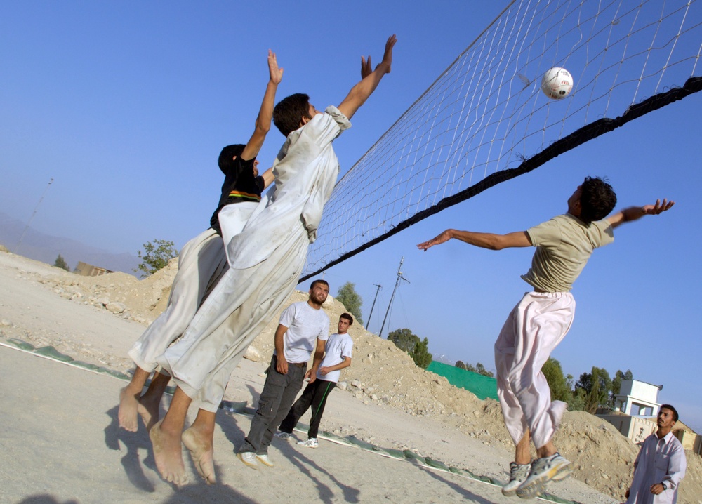 Military Hosts Weekly Volleyball Games for Afghan High School Students
