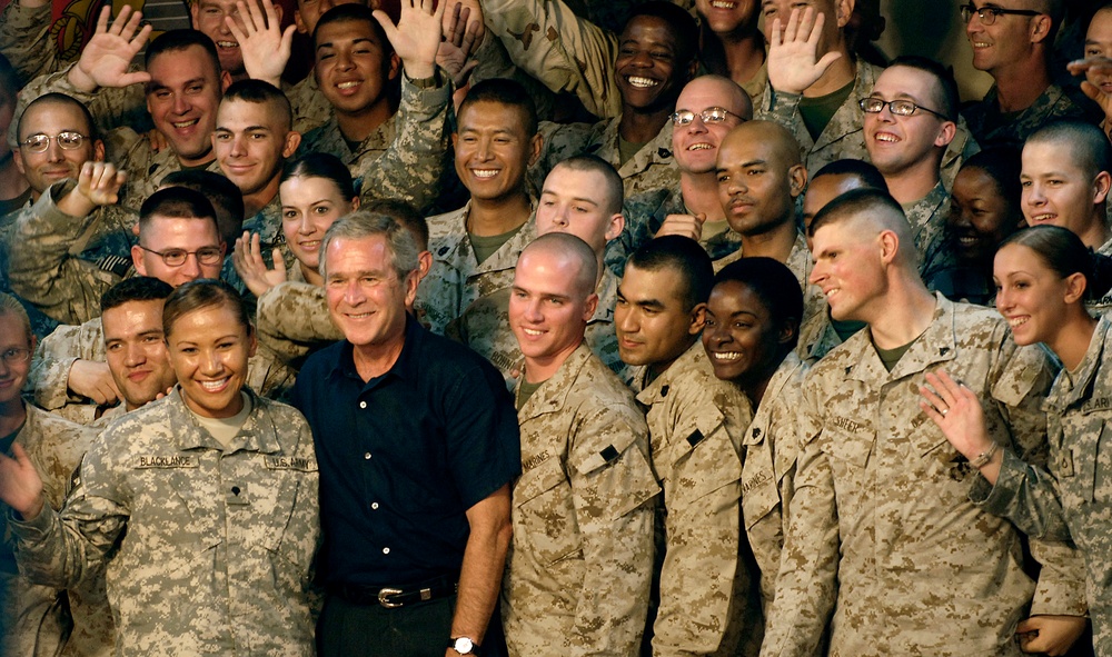 Bush Visits U.S. Troops at Al Asad Air Base in Iraq
