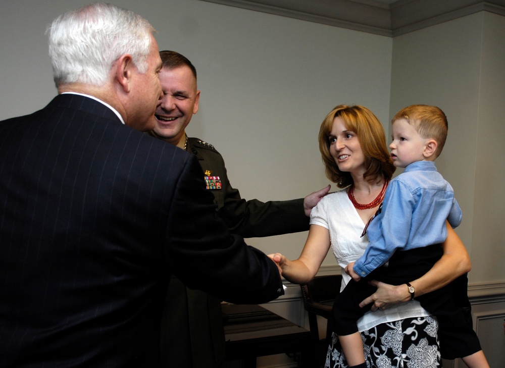 Defense Secretary Meets with Family of Incoming Vice Chairman of Joint Chiefs