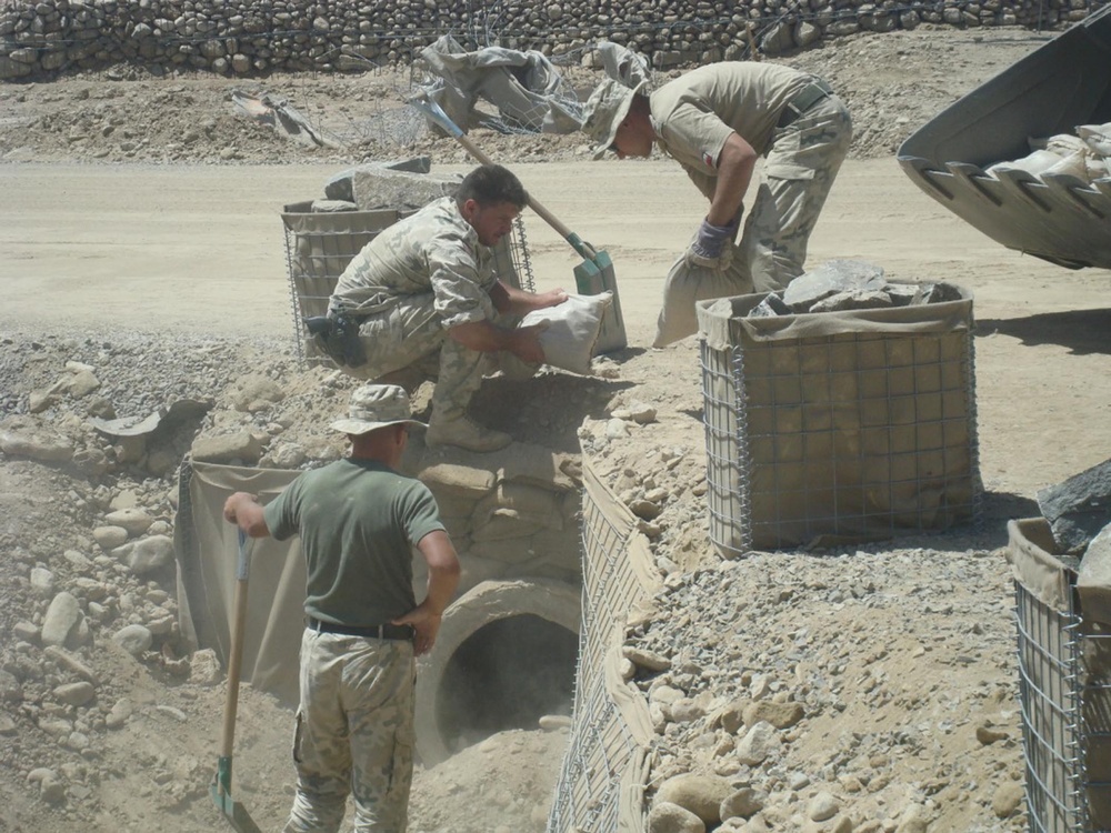 Polish Soldiers Build Culvert to Prevent Flooding at Afghan Base
