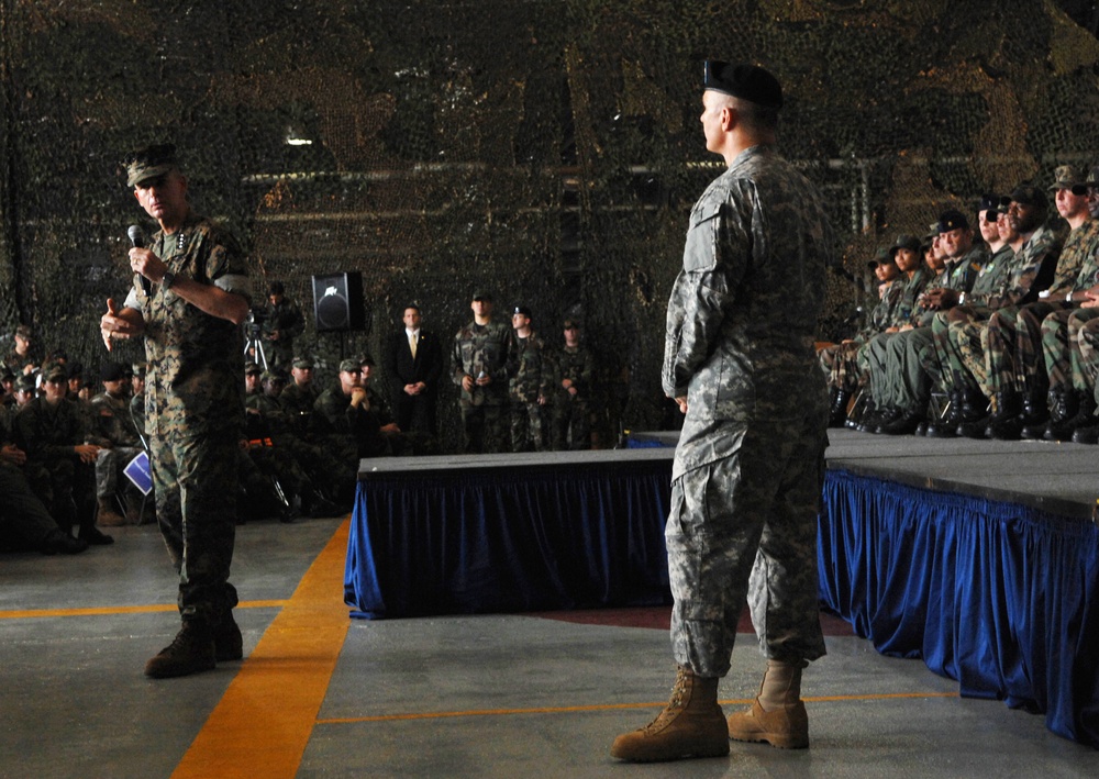 Top Military Leaders Hold Town Hall Meeting with Troops in South Korea