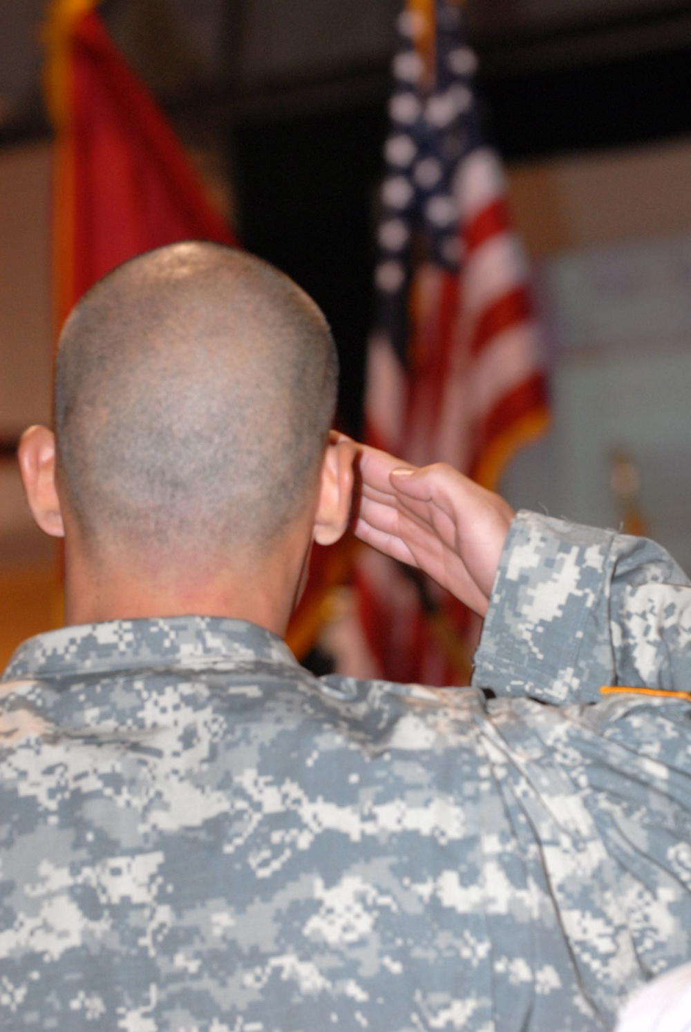 Soldier Salutes as Marine Color Guard Presents Colors at &quot;Hoedown for Heroes&quot; Tribute