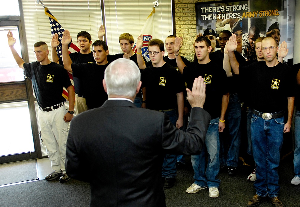 Defense Secretary Swears in New Army Recruits in Wichita