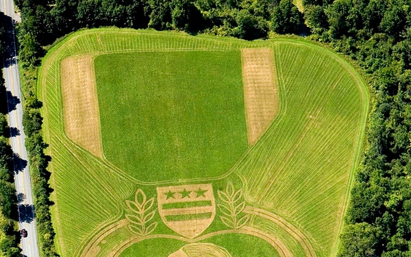 Field Artist Mows Purple Heart Medal Design into Orange County, N.Y. Landscape