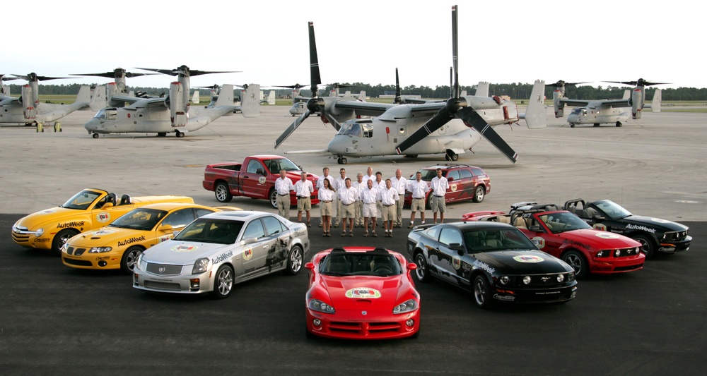 Operation Wheels of Freedom Volunteers Showcase High-Performance American Cars, Ospreys for Troops