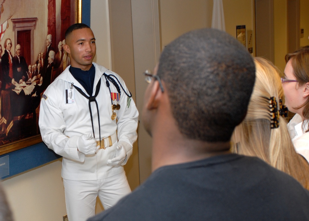 Navy Seaman Leads Pentagon Tour for Visitors