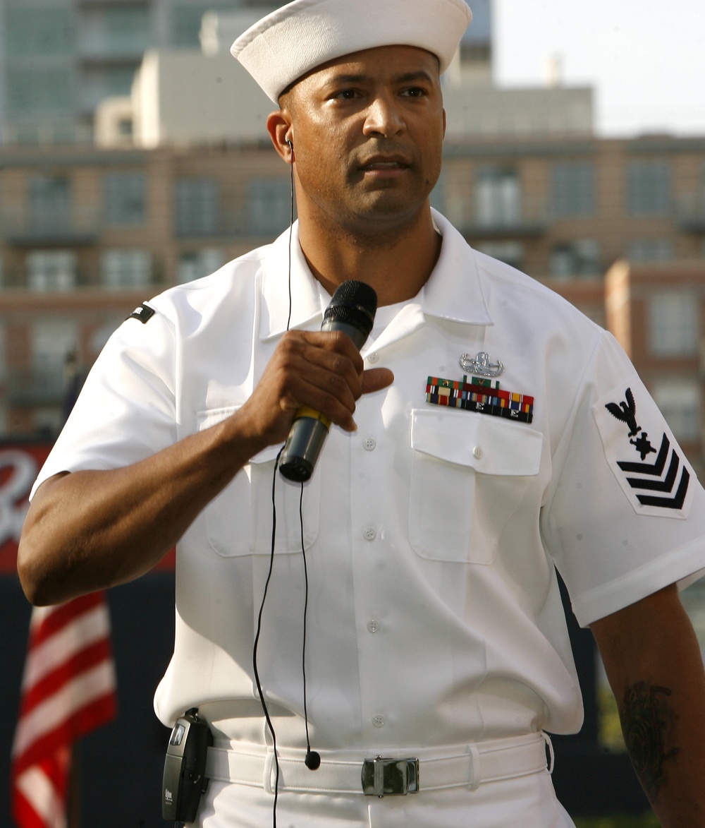 Navy Petty Officer Sings National Anthem at Padres' Military Tribute