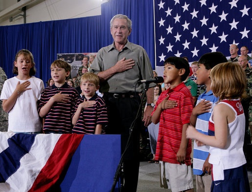 Bush Leads Children in Pledge of Allegiance at West Virginia Air National Guard Event