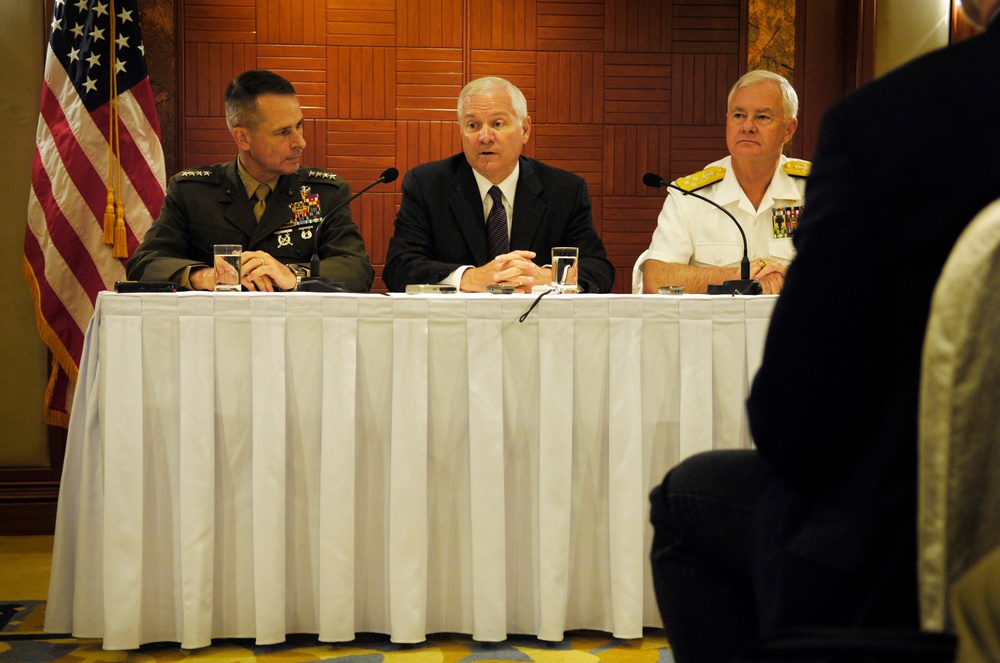 Defense Secretary Gates Holds News Conference with Military Leaders in Singapore