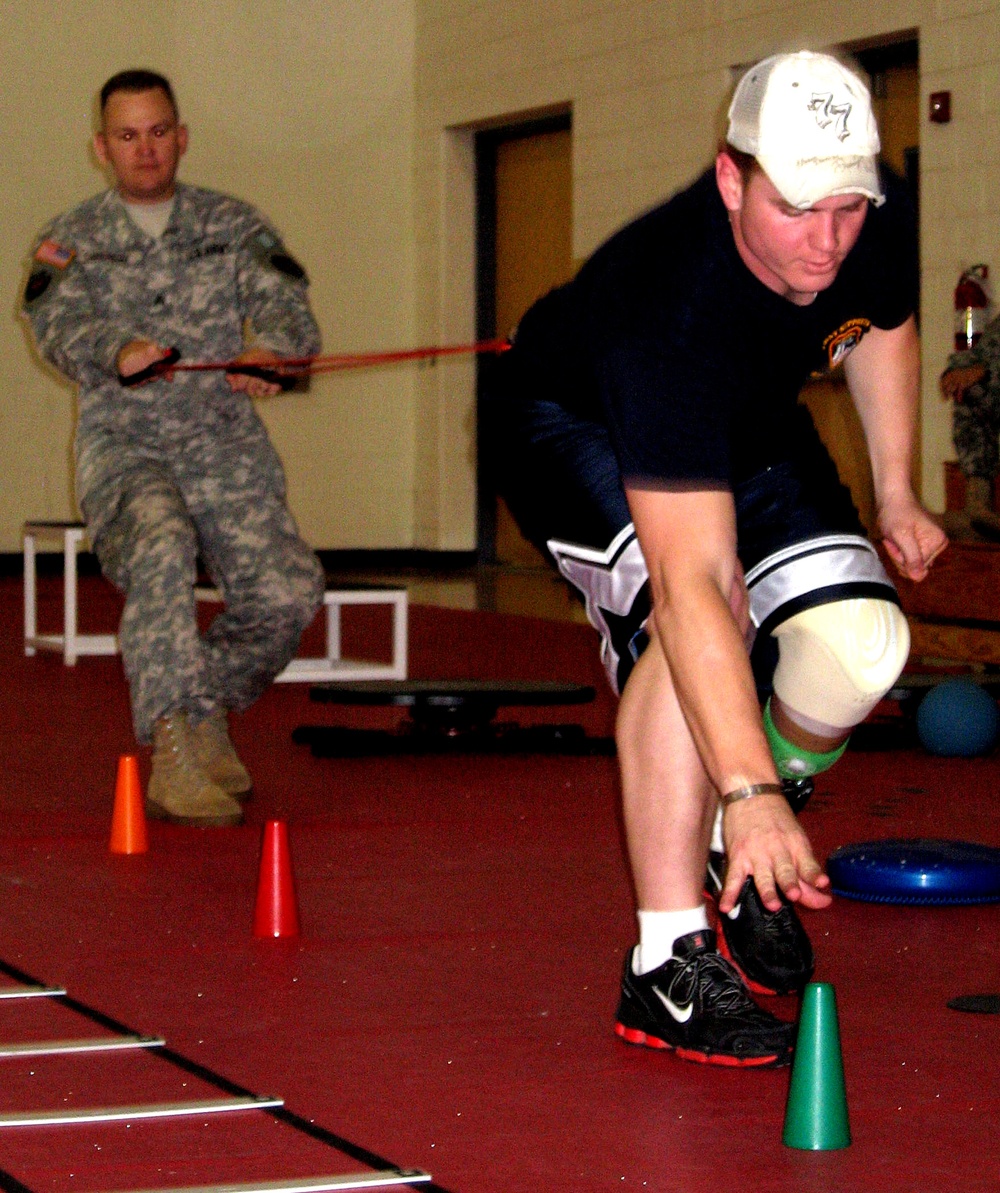 Amputee Patient Demonstrates Cone Drill at Walter Reed Workshop