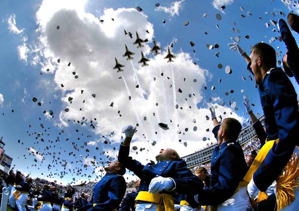 Air Force Academy Graduates Celebrate with Thunderbirds Flyover