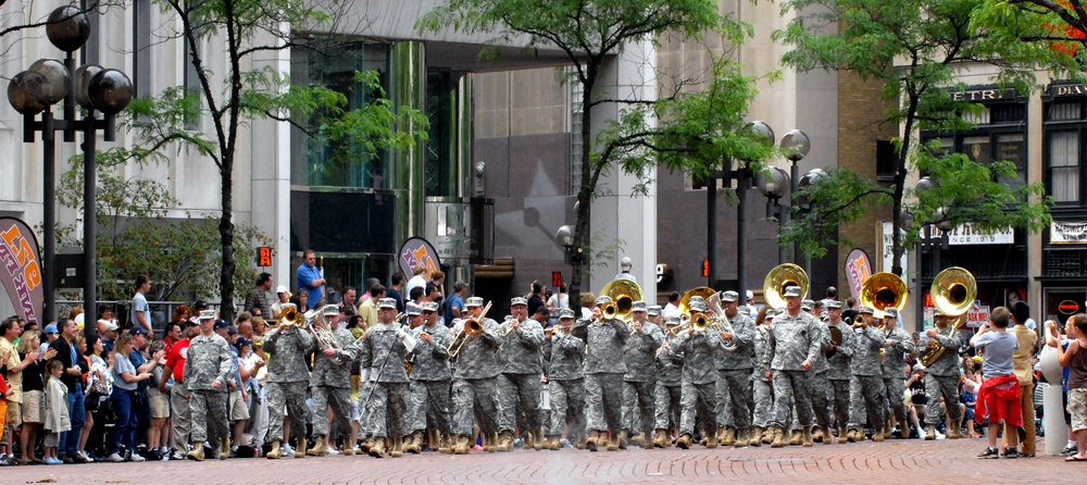 Indiana National Guard Band Entertains Indy 500 Parade Crowd