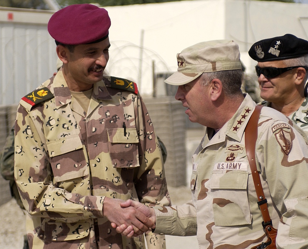 Iraqi and U.S. Generals Meet at Camp Echo in Iraq