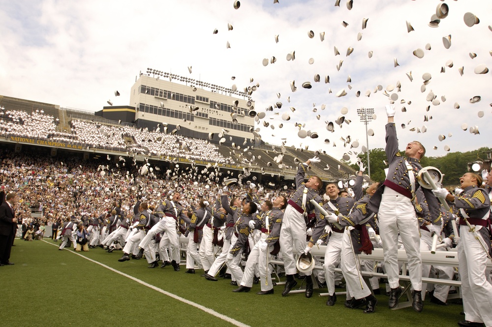 West Point Graduates Toss Hats to Mark Transition to Military Officers