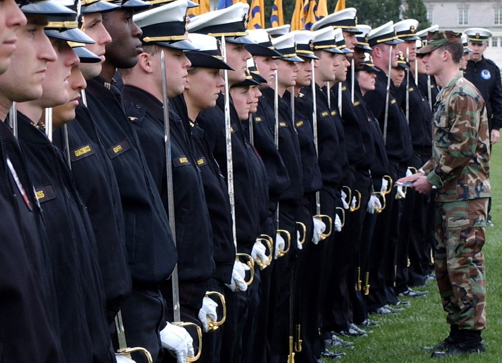 Midshipman Leads Parade Drill at U.S. Naval Academy
