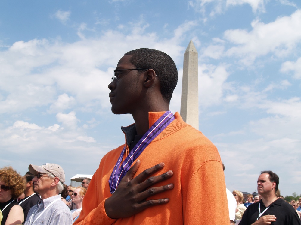Fallen Soldier's Son Honors Colors at Remembrance Ceremony