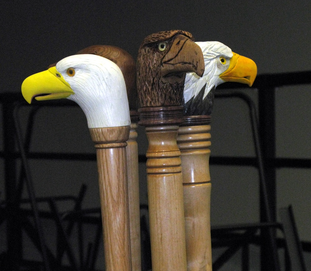 Wounded Troops Receive Intricately Carved Eagle Canes
