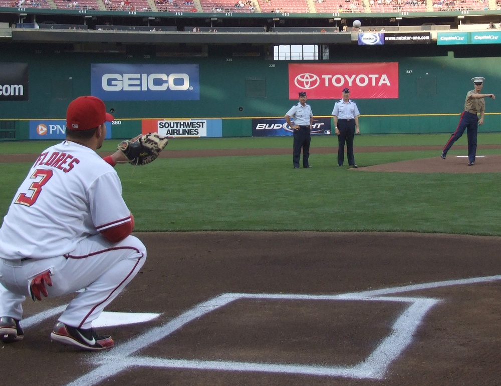 Marine Sgt. Pitches During Military Appreciation Night at Nationals Game
