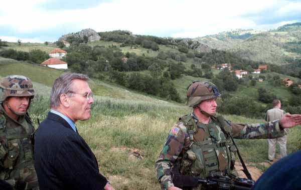 Rumsfeld Visits U.S. Troops in Kosovo