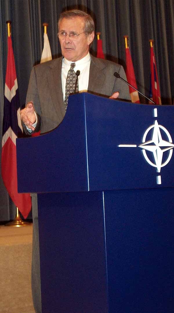 Rumsfeld Addresses Ballistic Missile Defense at NATO Headquarters