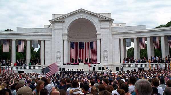 President Bush Honors Fallen Soldiers at Arlington National Cemetery on Memorial Day