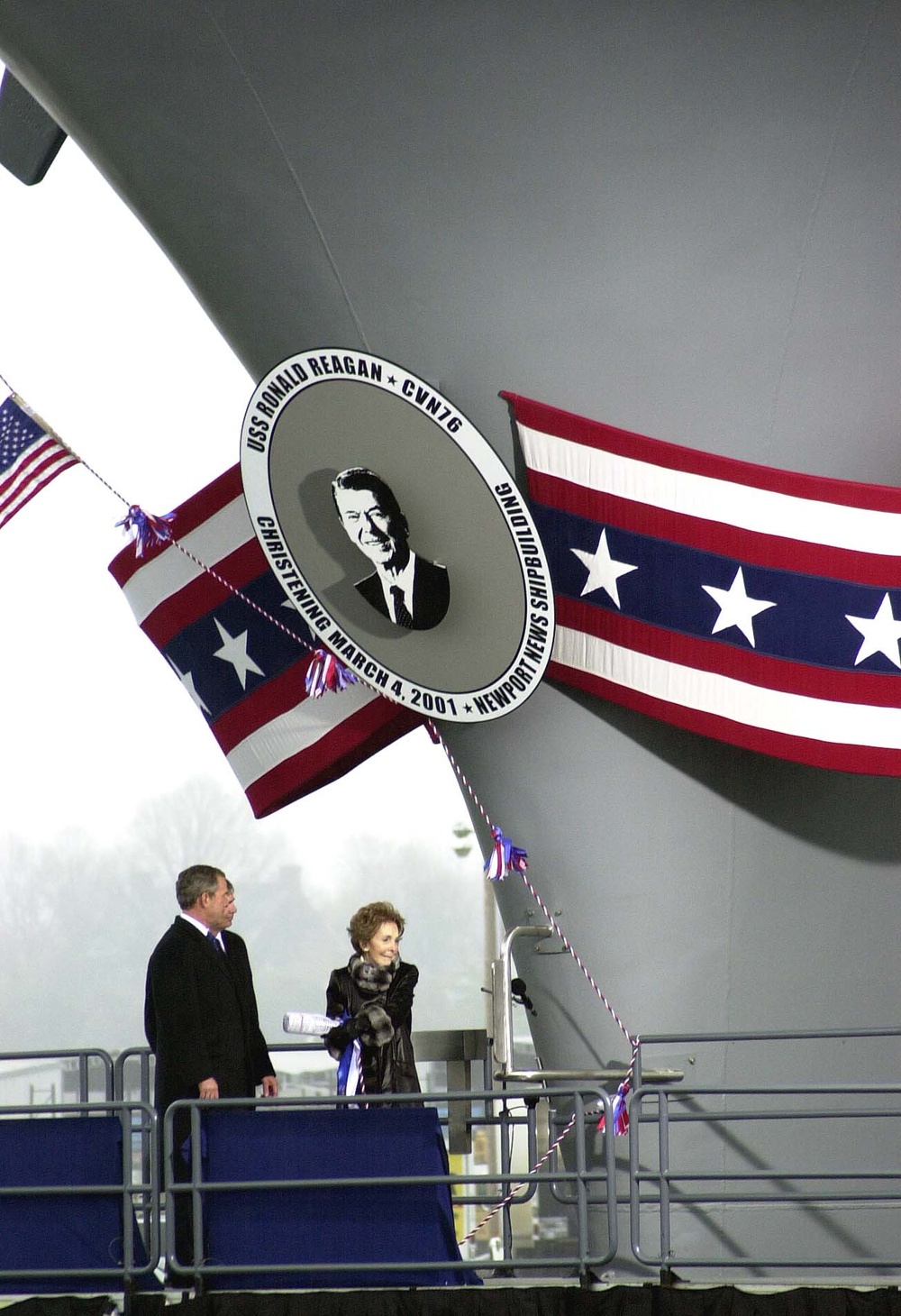 Nancy Reagan Christens Navy's Newest Aircraft Carrier, USS Ronald Reagan