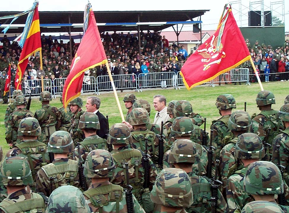 Bush and Rumsfeld Visit Troops at Fort Stewart