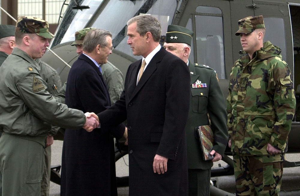 Bush Greets West Virginia National Guard Pilot at Yeager Field