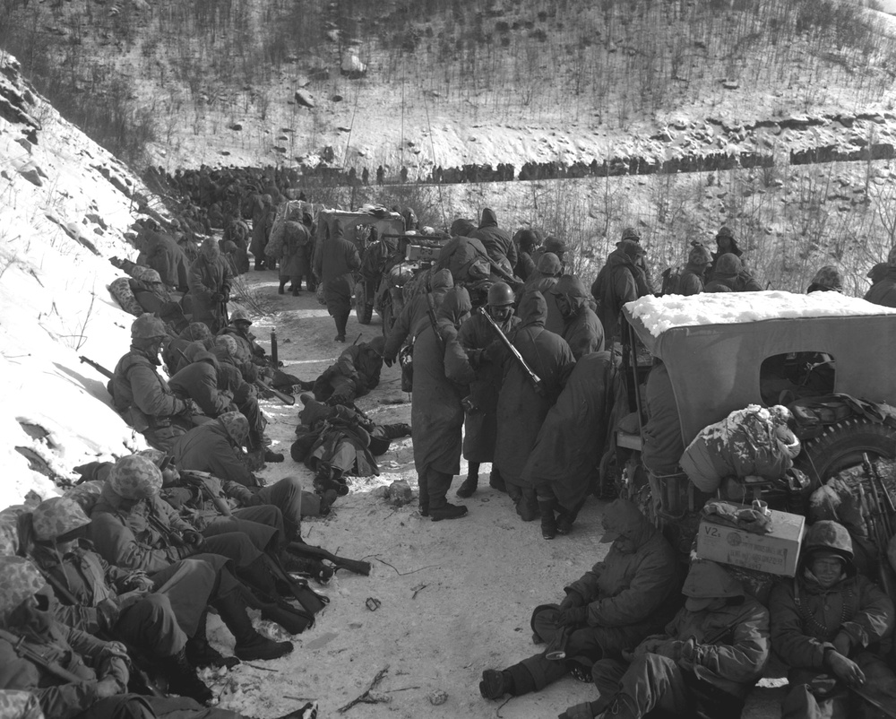 Marines Withdraw from Chosin Reservoir After Repelling Chinese Attack