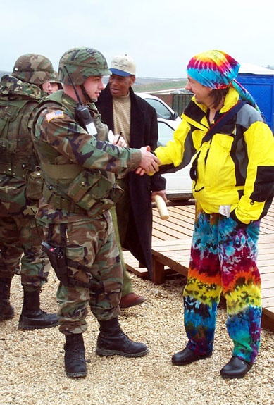 Musician and Baseball Legend Spread Cheer to Troops in Kosovo