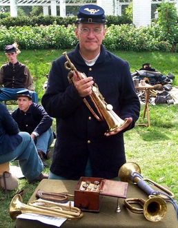 Civil War-Clad Bugler Showcases Keyed Bugle at Arlington National Cemetery