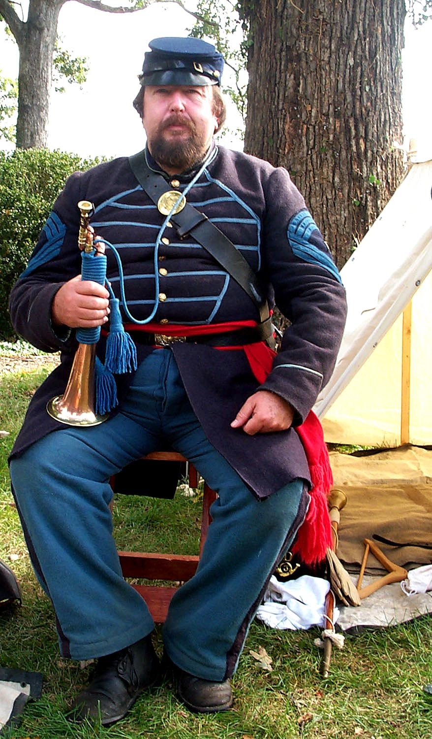 Civil War Reenactor Sounds Bugle at Arlington National Cemetery