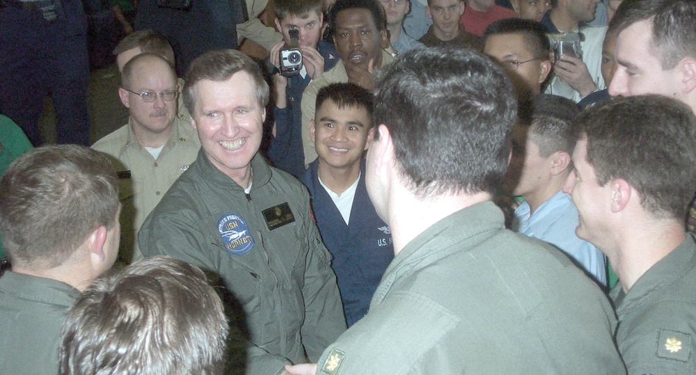 Defense Secretary Cohen Visits USS Abraham Lincoln in Persian Gulf