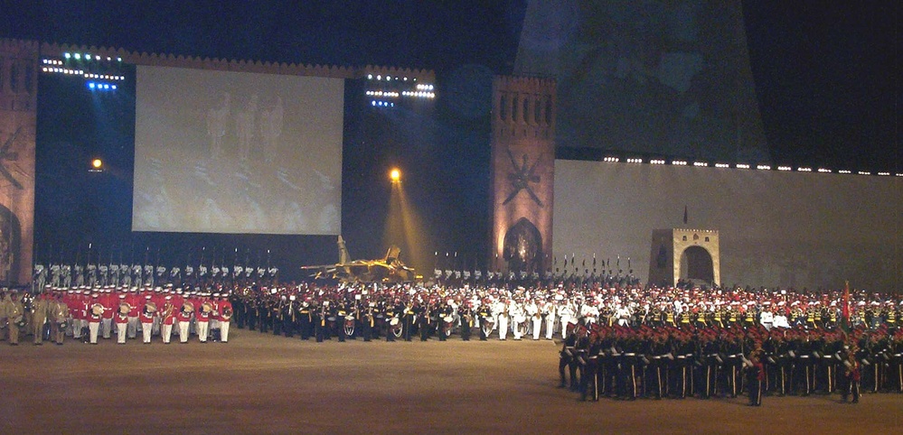 U.S. Marine Corps Drum and Bugle Corps Joins Omani Military Bands in Celebration of Sultan's 30-Year Reign