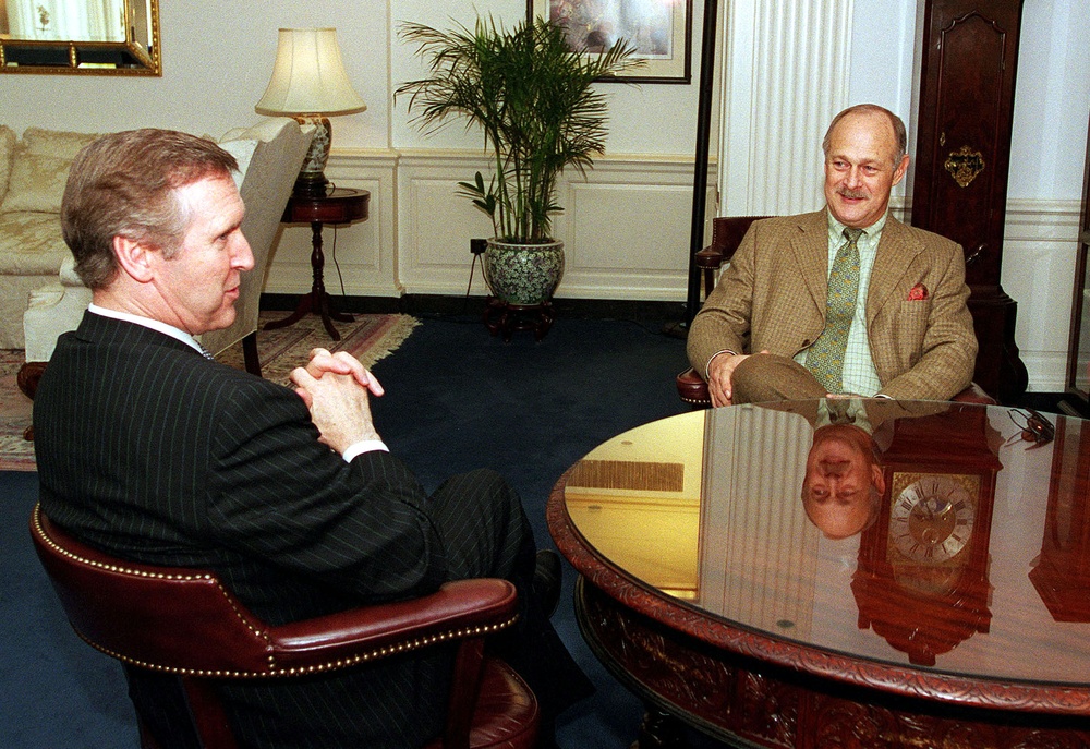 Actor Gerald McRaney Meets with Defense Secretary William S. Cohen at the Pentagon