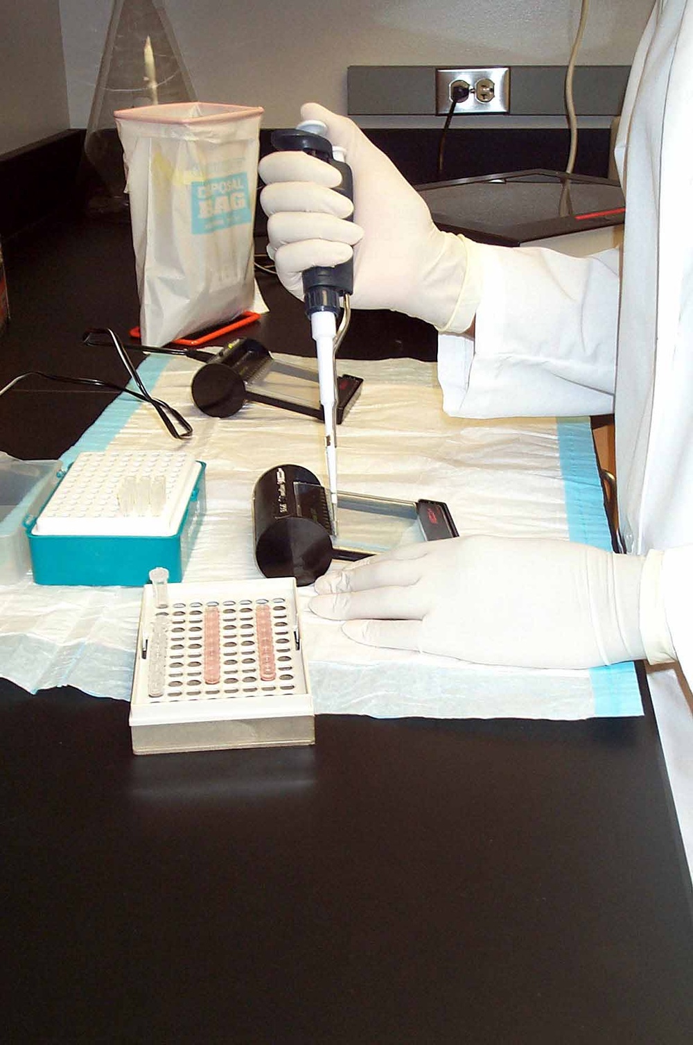 Lab Worker Prepares Tick DNA for Analysis at U.S. Army Center