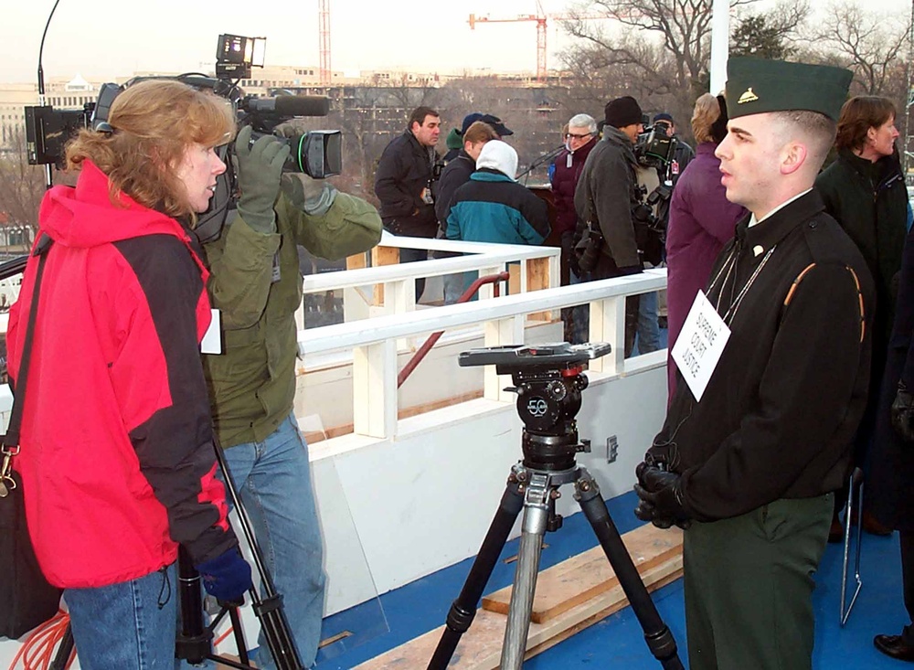 Stand-in Interviewed During Inauguration Rehearsal at U.S. Capitol