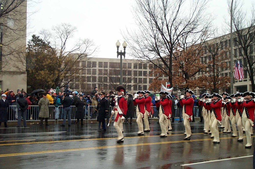 Old Guard Fife and Drum Corps Leads Presidential Motorcade on Constitution Avenue