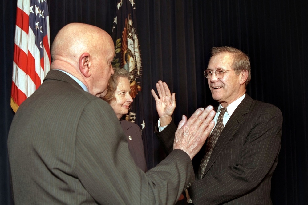 Rumsfeld Sworn In as Defense Secretary, Returning to Pentagon