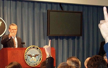 Rumsfeld Faces Reporters in First Press Conference as Defense Secretary