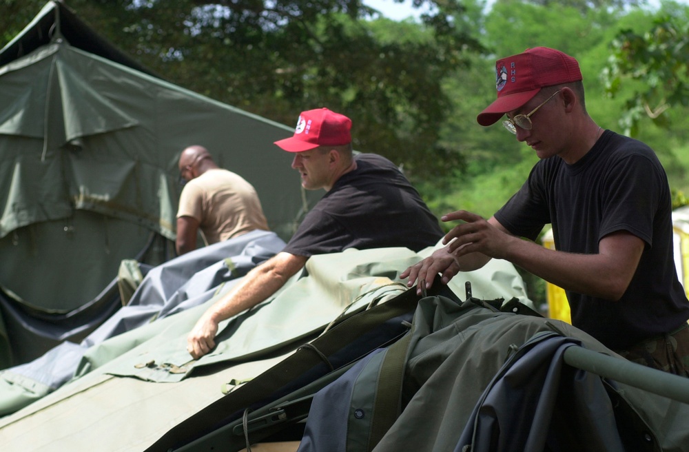 Air Force Engineers Dismantle Tent After Humanitarian Mission in Jamaica