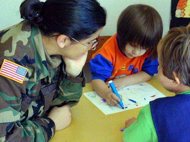 Soldier Volunteers at Daycare Center in Bosnia